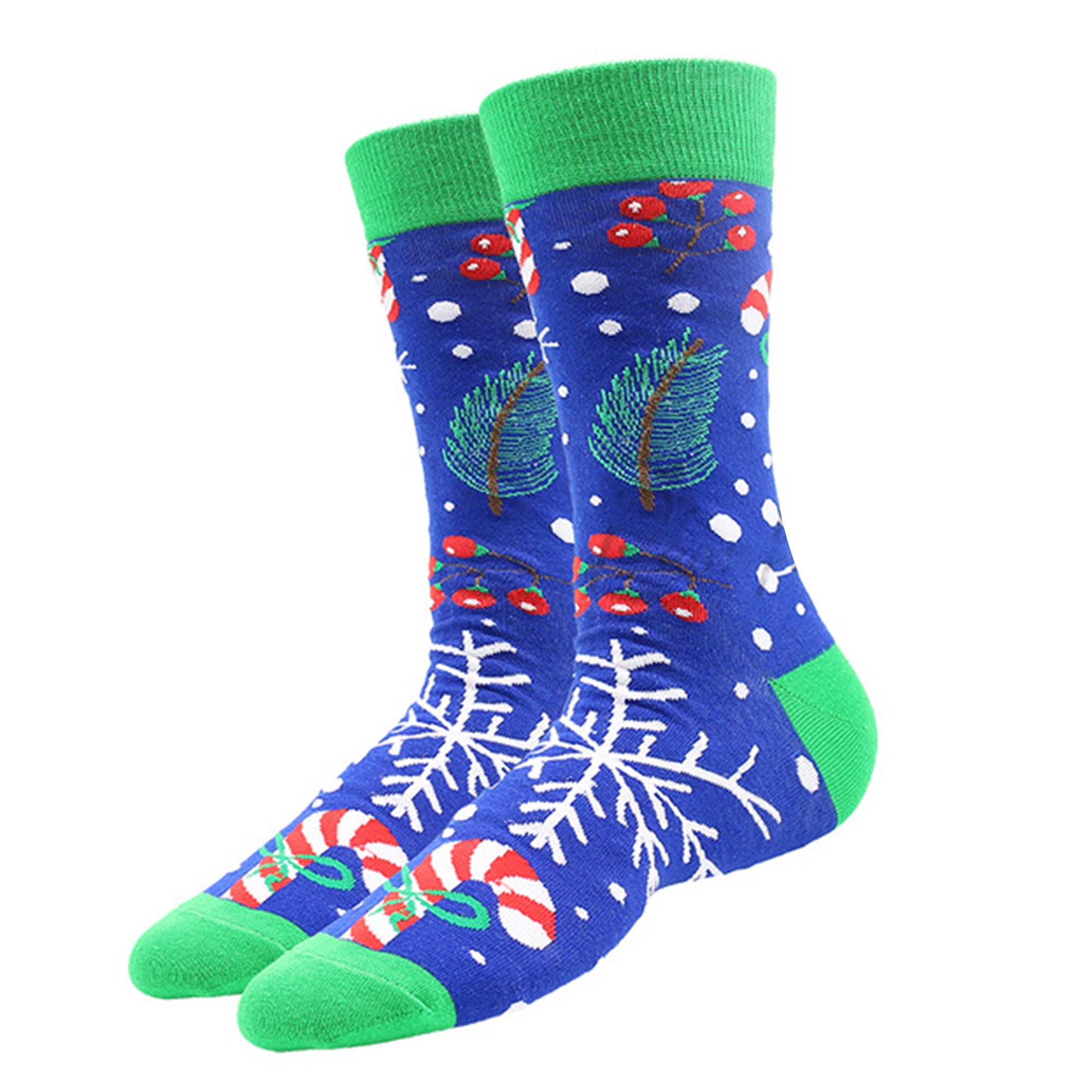 ELF Adult Christmas Socks Cute Santa Reindeer Candy Cane Pattern Crew Socks Funny Holiday Socks