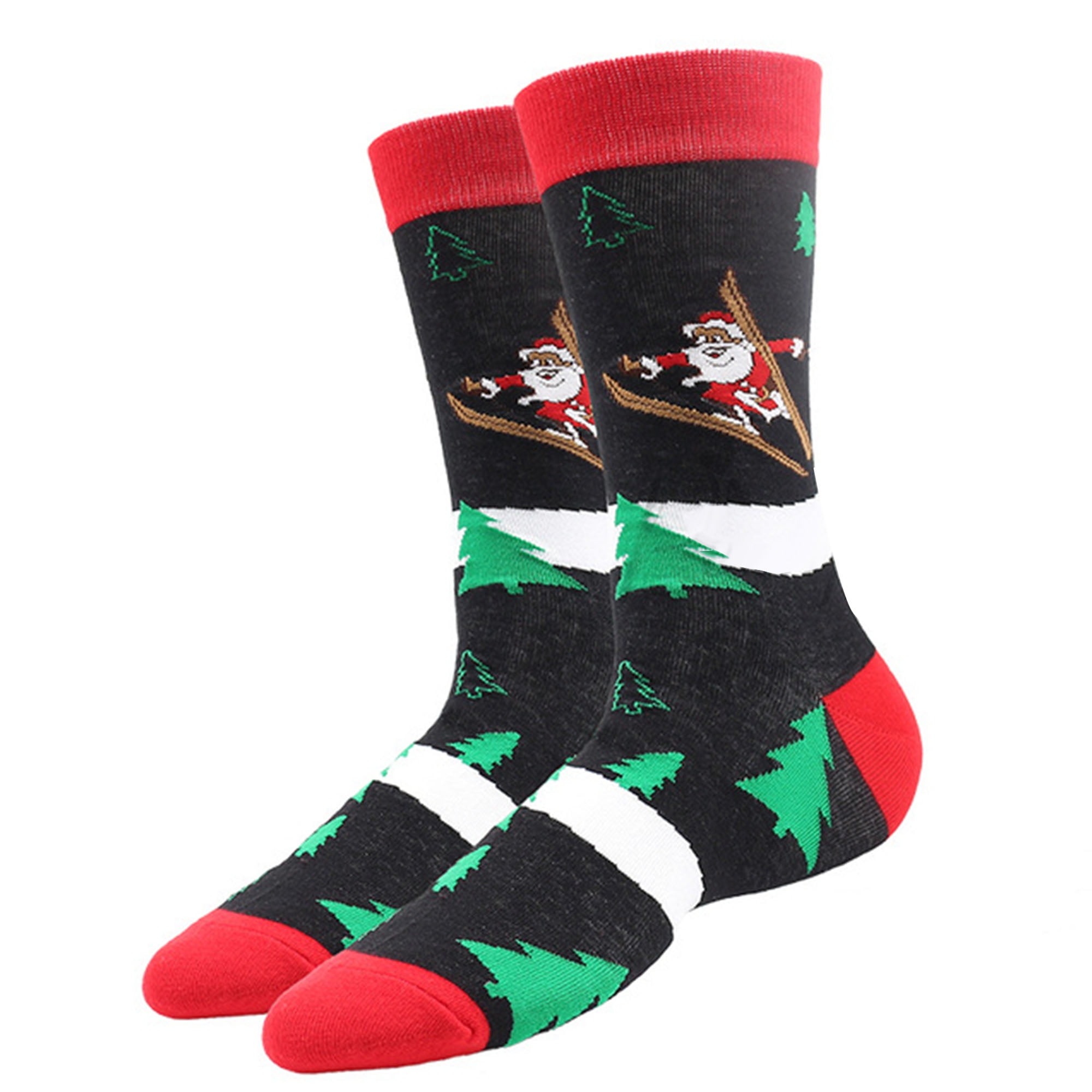 ELF Adult Christmas Socks Cute Santa Reindeer Candy Cane Pattern Crew Socks Funny Holiday Socks