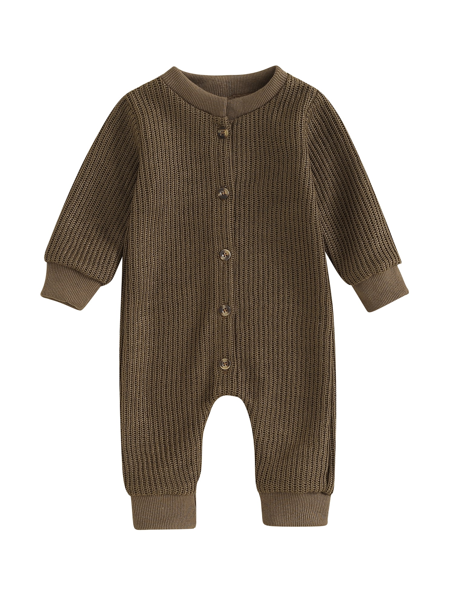 ELF Baby Boys Knitted Rompers Infant Casual Buttons Round Neck Long