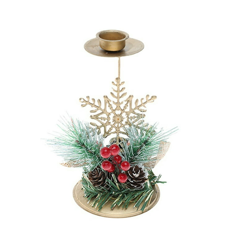 ELF Christmas Candle Holders, Gold Iron Snowflake/Deer/Star Metal