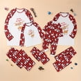 thumbnail image 1 of ELF Christmas Family Pajamas Matching Set, Long Sleeve Elk Print T-shirt with Plaid Pants Sleepwear Loungewear, 1 of 8