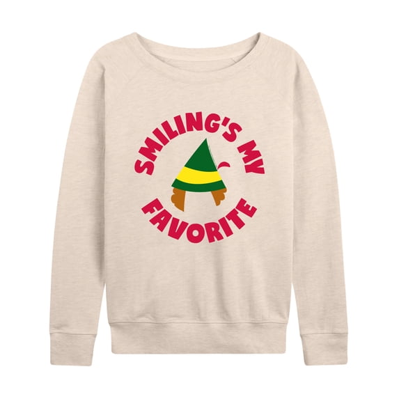 ELF - Christmas Family Set Smilings My Favorite Women's Lightweight French Terry Wide Neck Long Sleeve Graphic Shirt