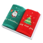 ELF Christmas Hand Towels, Wash Basin Towels for Drying, Christmas Tree Santa Embroidered Christmas Holiday Design Towels Gift Set