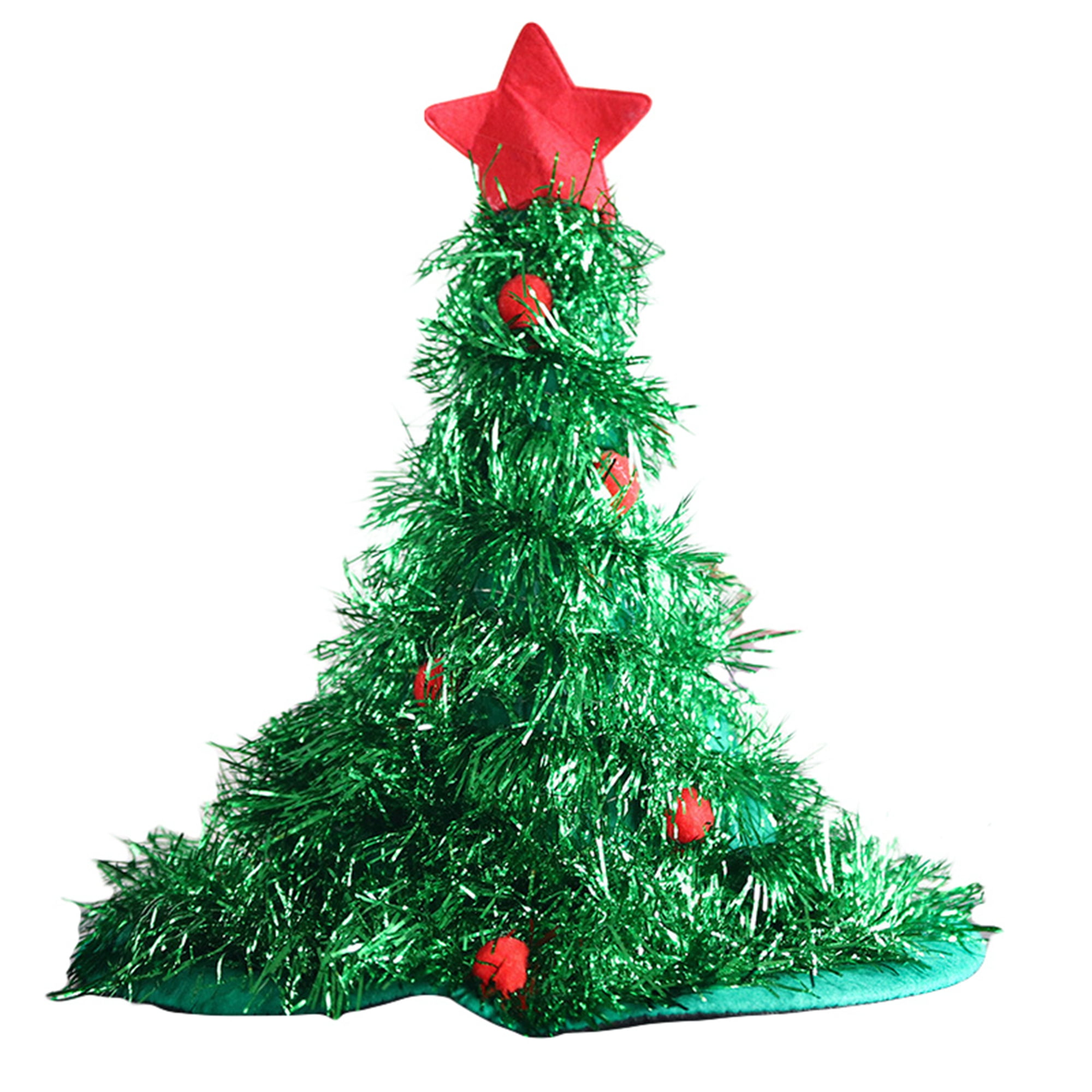 ELF Christmas Hats Christmas Tree Tinsel Hats Costume Red Green Glitter Christmas Hats for