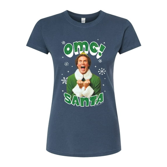 ELF - Christmas Omg Santa - Juniors Fitted Graphic T-Shirt