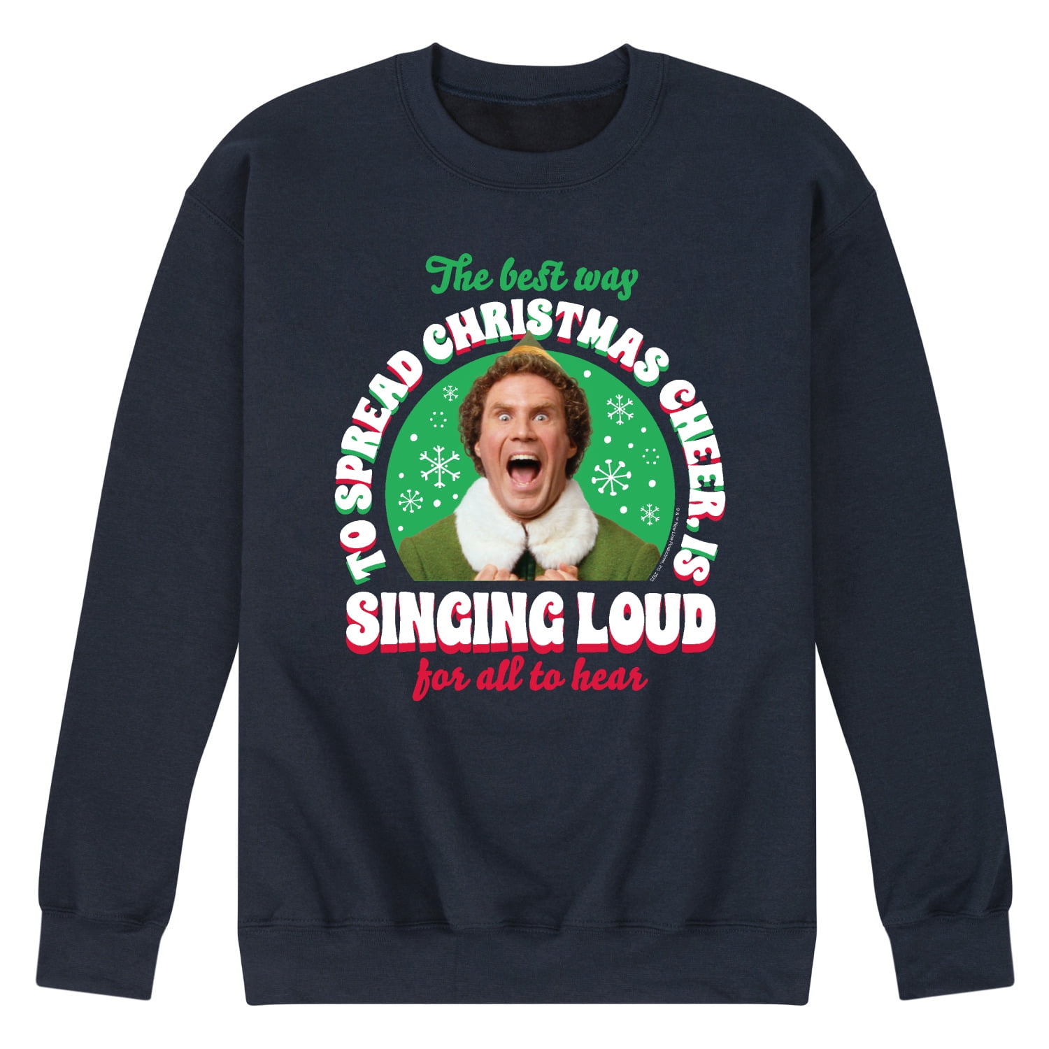 ELF - Christmas Singing  - Men's Crew Neck Fleece Pullover