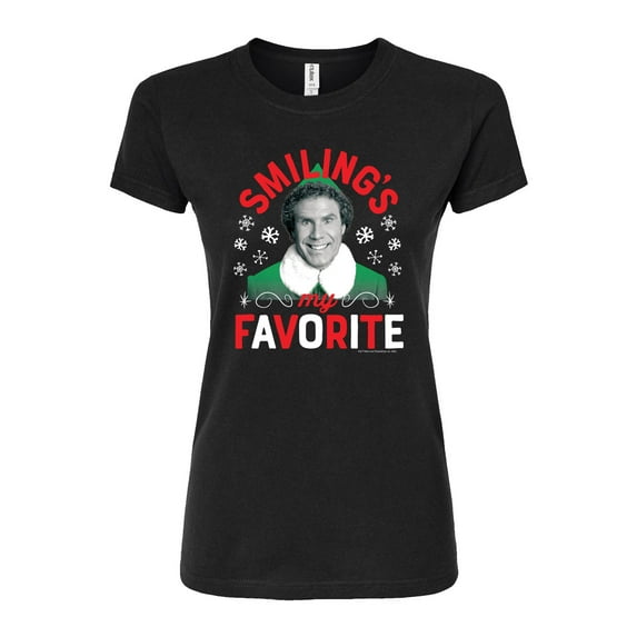 ELF - Christmas Smilings My Favorite - Juniors Fitted Graphic T-Shirt
