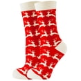 thumbnail image 1 of ELF Christmas Socks, Soft Warm Elastic Cartoon Snowman Santa Claus Printed Casual Socks Holiday Socks Gift, 1 of 8