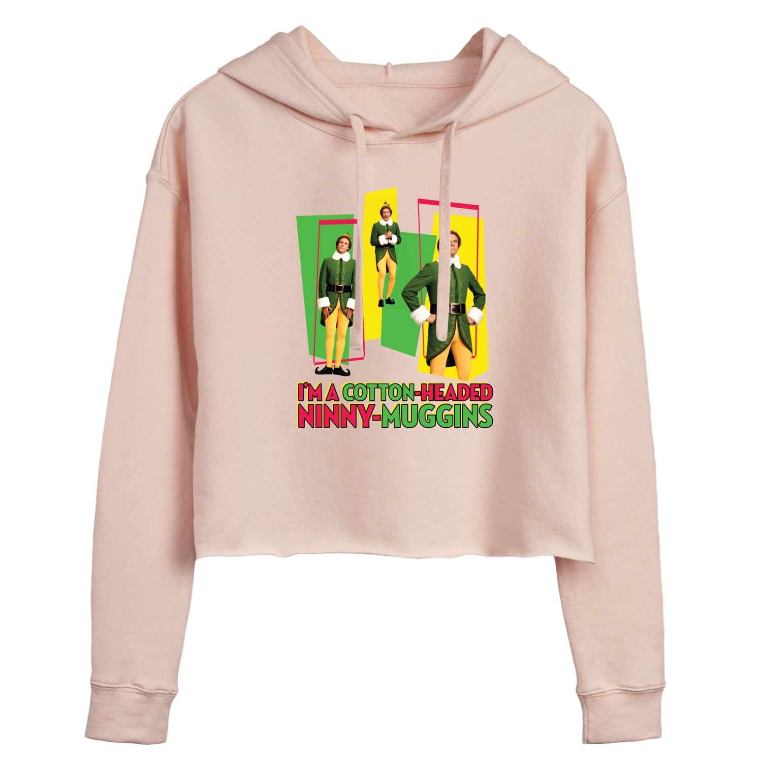 ELF - Christmas Cotton Headed Ninny Muggins - Juniors Cropped Pullover Hoodie