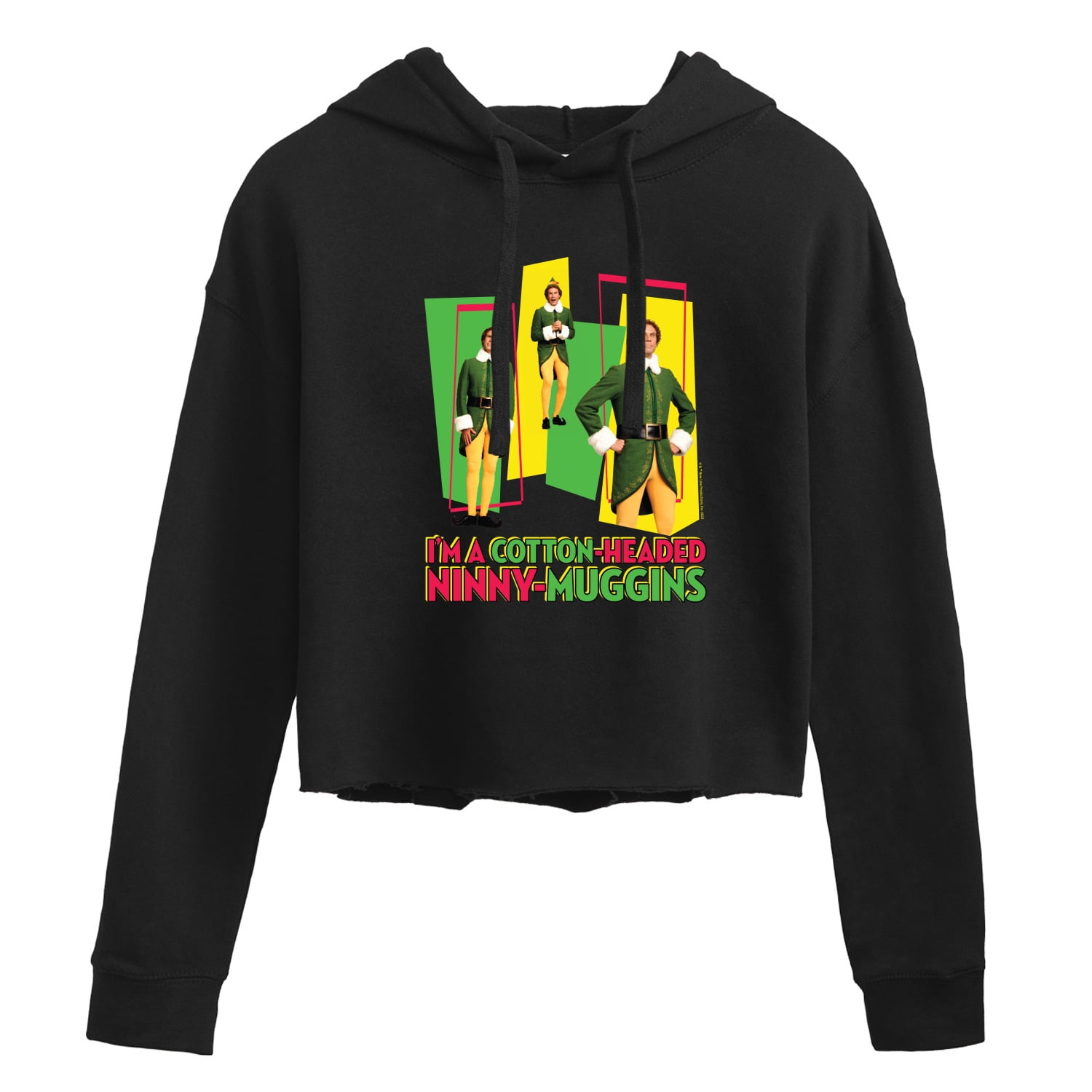 ELF - Christmas Cotton Headed Ninny Muggins - Juniors Cropped Pullover Hoodie