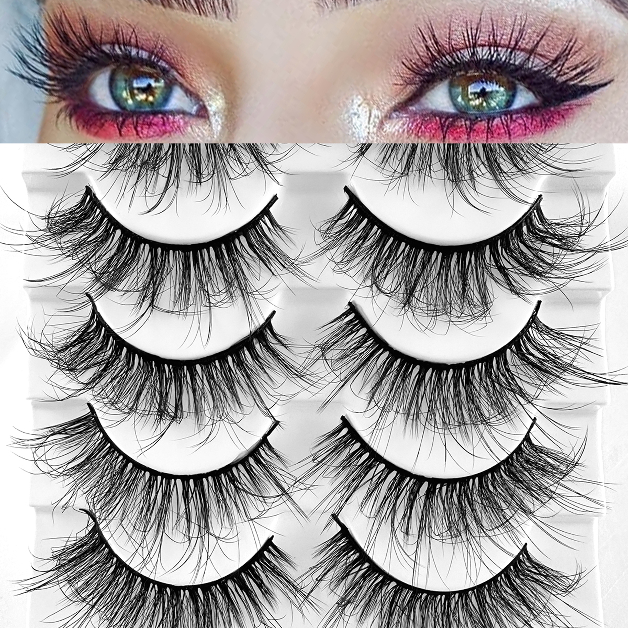 ELF False Eyelashes Fluffy Natural Thick and Curly Handmade Faux Mink