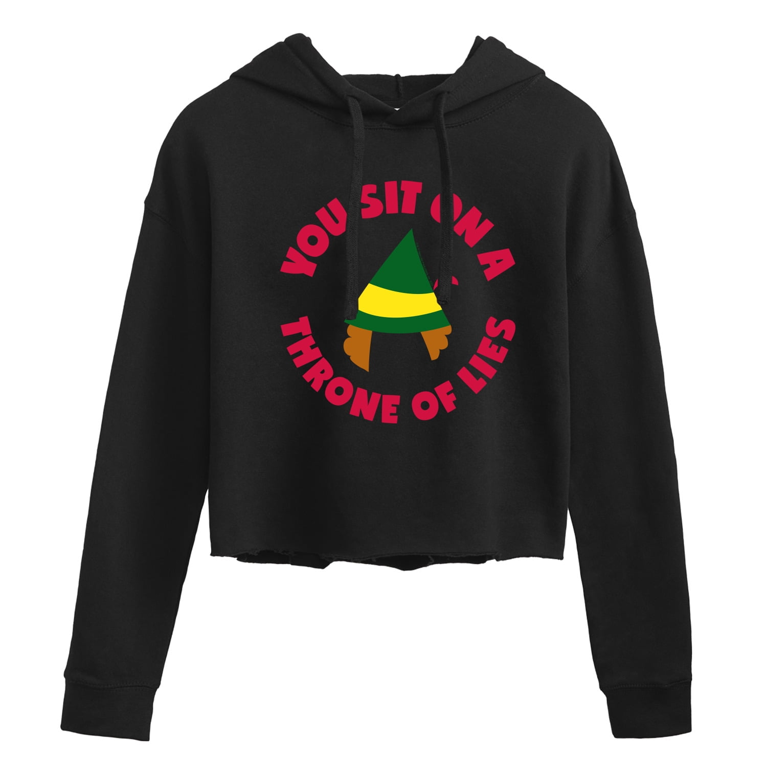 ELF - Christmas Throne of Lies - Juniors Cropped Pullover Hoodie