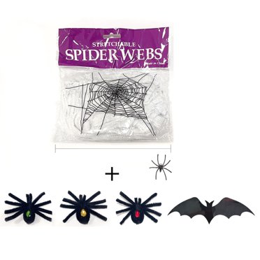 Stretchable Spder Cobweb Wth Spders For Halloween Party Decoratons