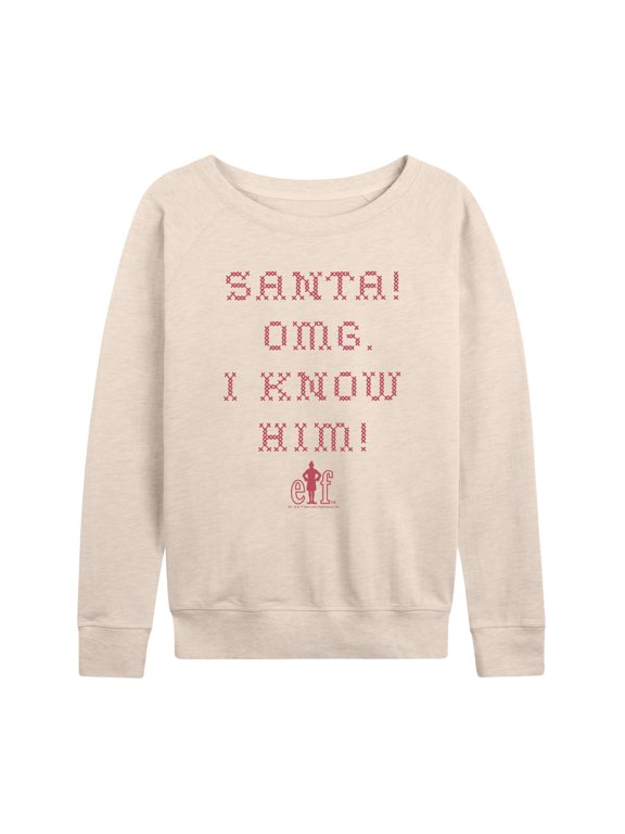 - I Know Him Women's Lightweight French Terry Wide Neck Long Sleeve Graphic Shirt