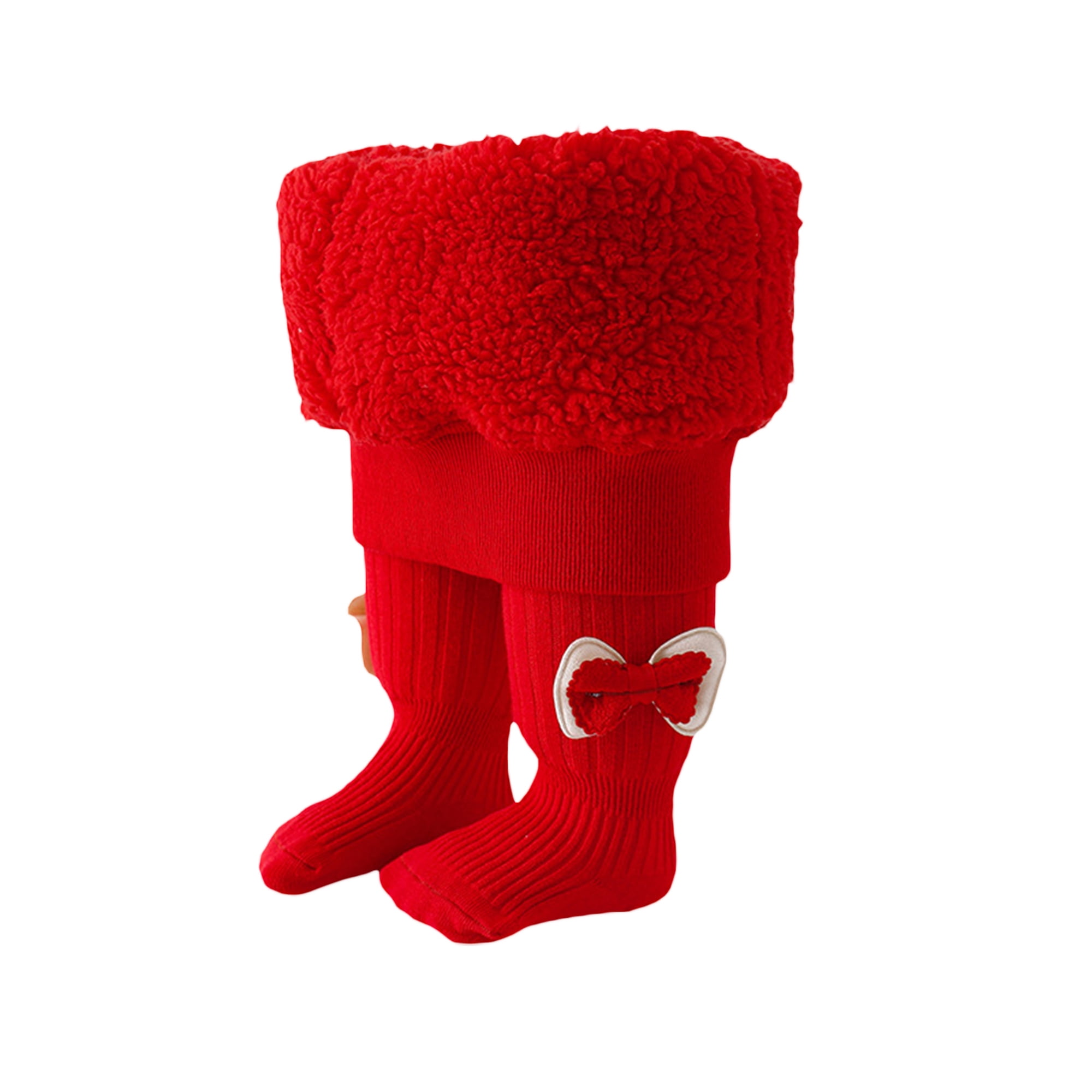 ELF Kids Girls Knit Legging Stockings Cute Bow Stretch Winter Fleece