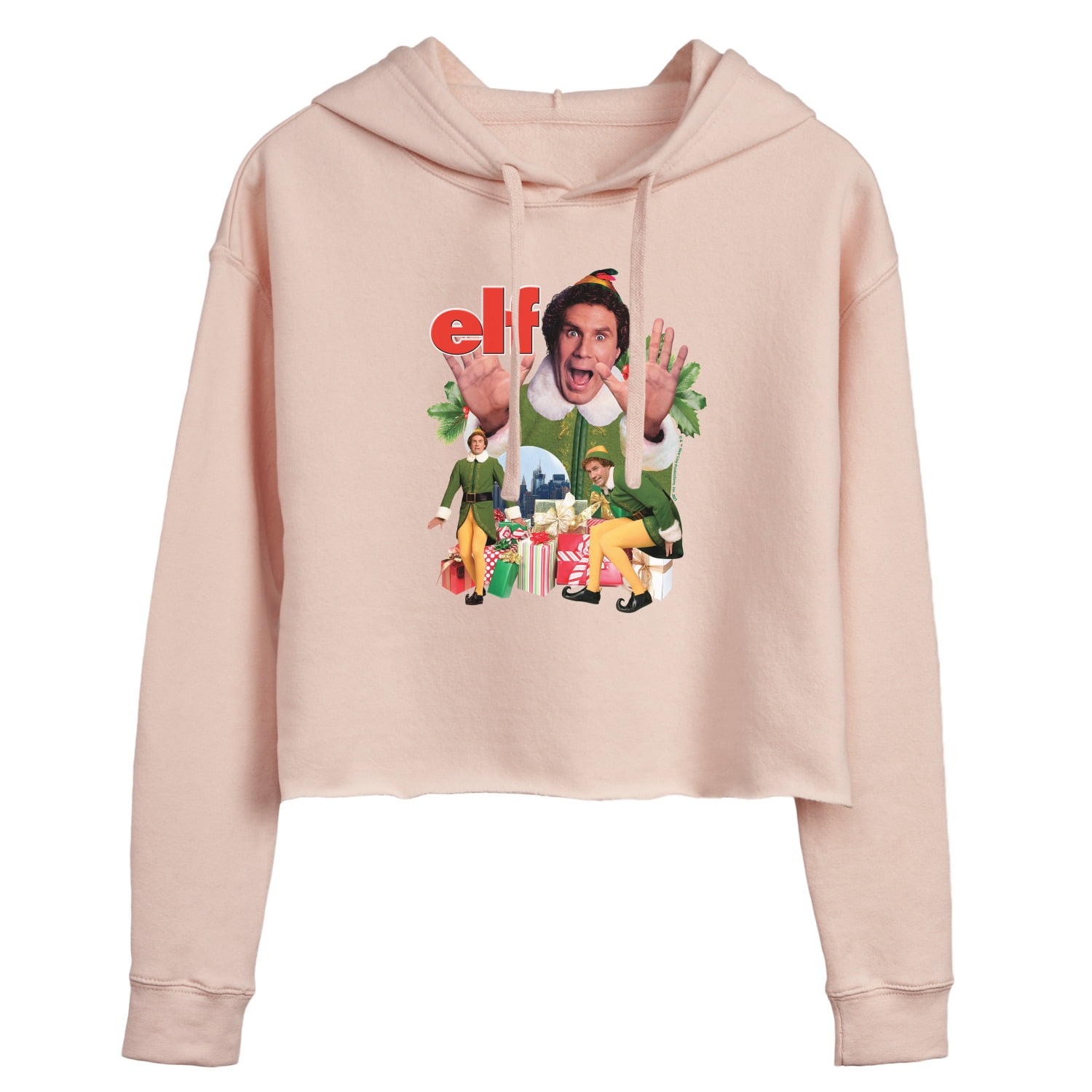 ELF - Christmas Excited Buddy - Juniors Cropped Pullover Hoodie