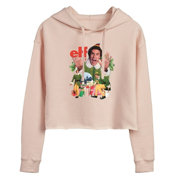 ELF - Christmas Excited Buddy - Juniors Cropped Pullover Hoodie