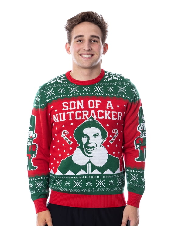 ELF Movie Men's Son of a Nutcracker Ugly Christmas Sweater Holiday Knit Pullover