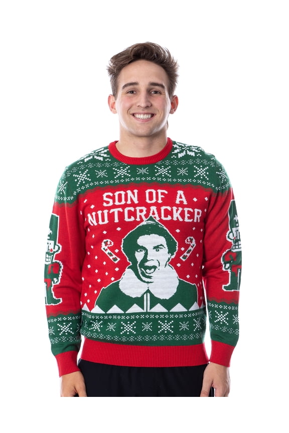 ELF Movie Men's Son of a Nutcracker Ugly Christmas Sweater Holiday Knit Pullover