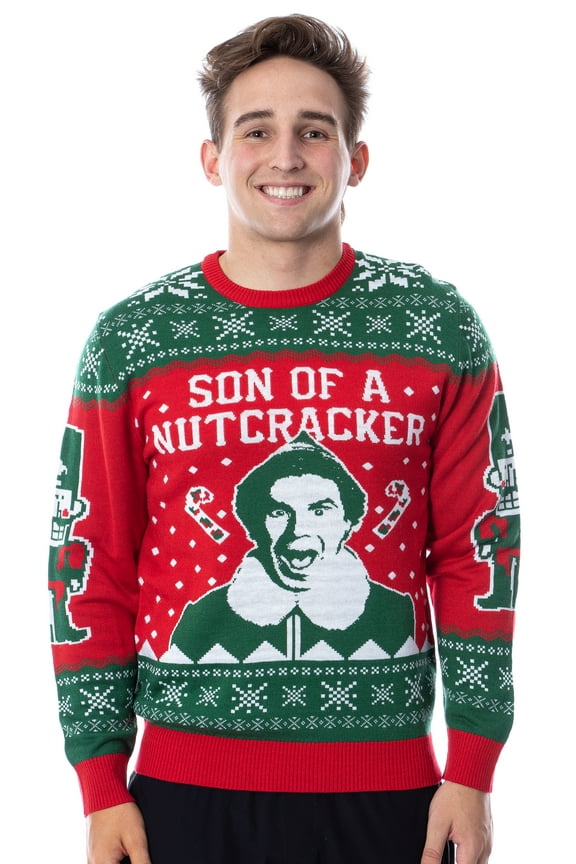ELF Movie Men's Son of a Nutcracker Ugly Christmas Sweater Holiday Knit Pullover