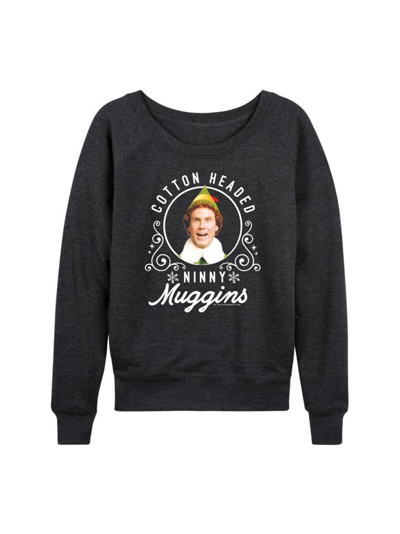 - Ninny Muggins Women's Lightweight French Terry Wide Neck Long Sleeve Graphic Shirt