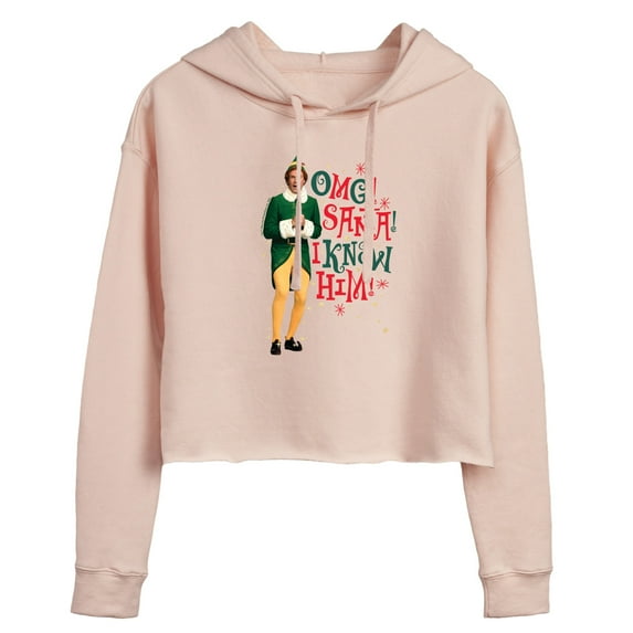ELF - Christmas Omg I Know Him - Juniors Cropped Pullover Hoodie
