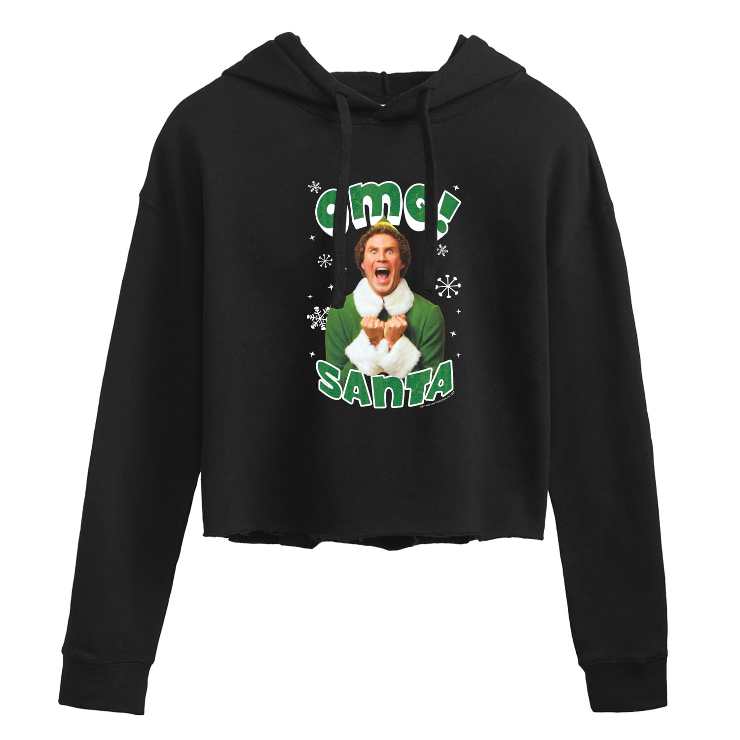 ELF - Christmas Omg Santa  - Juniors Cropped Pullover Hoodie