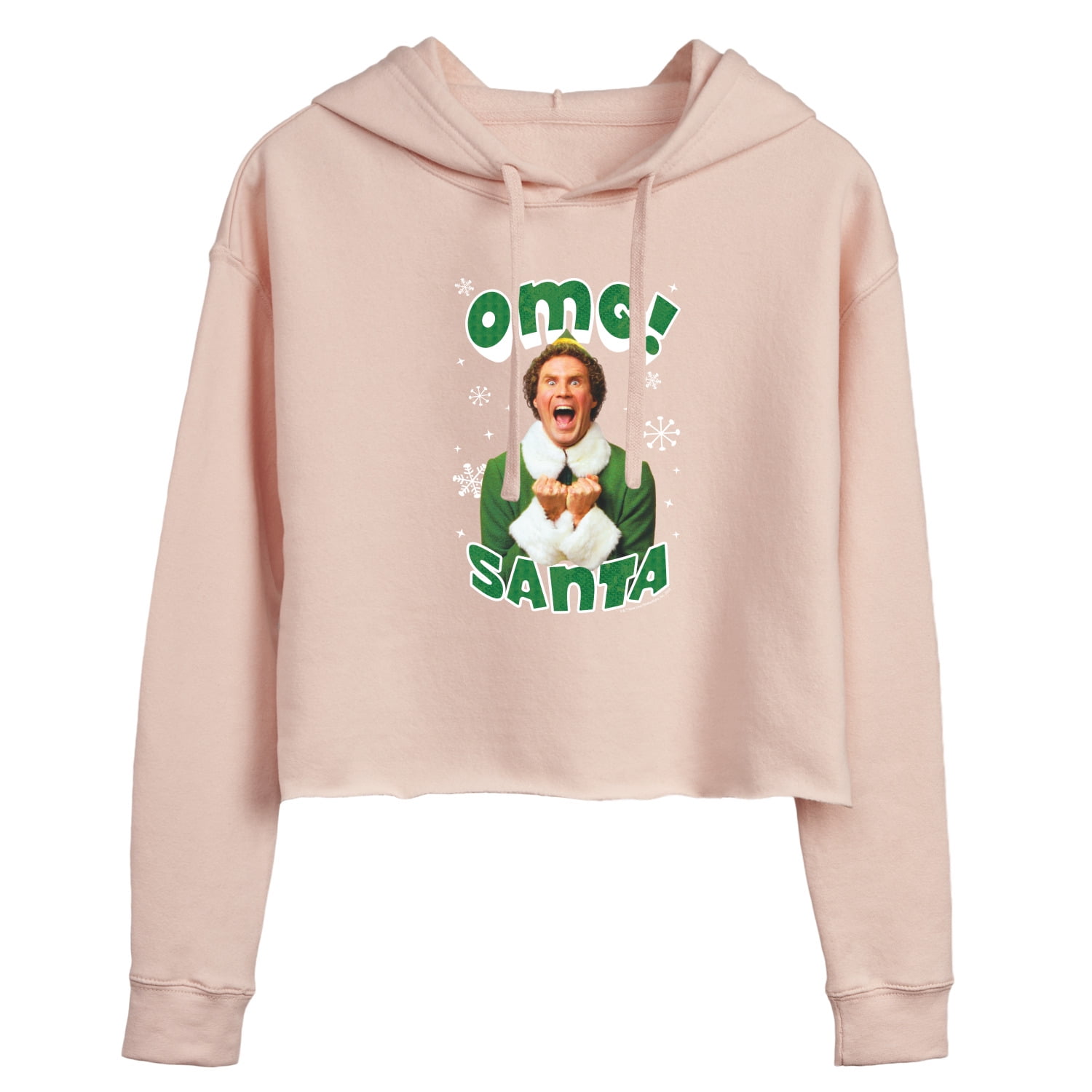 ELF - Christmas Omg Santa  - Juniors Cropped Pullover Hoodie