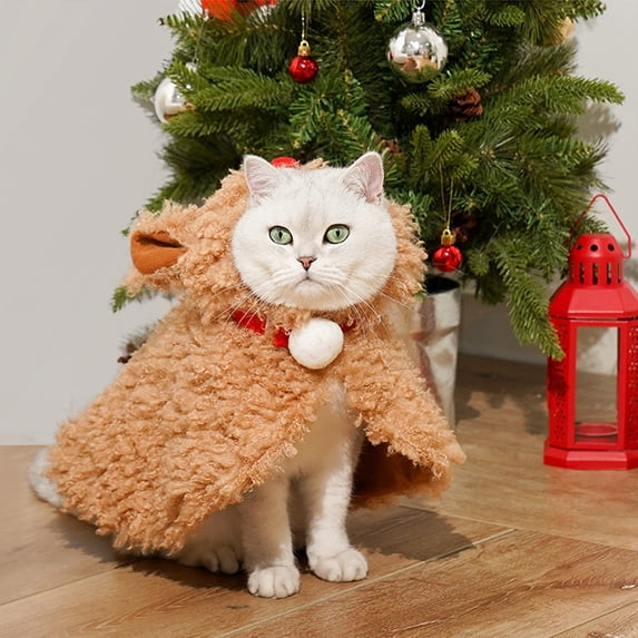 ELF Reindeer Costume for Dogs Cats Soft Fleece Pet Cape Winter Warm Christmas Cosplay Apparel for Party