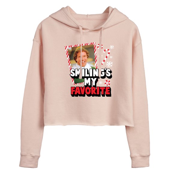 ELF - Christmas Smilings My Favorite - Juniors Cropped Pullover Hoodie