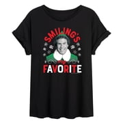 T-Shirt Femme 'I Just Like Smiling' Noël - Col En V, Manches Longues - Pyjama Ou Tenue Décontractée