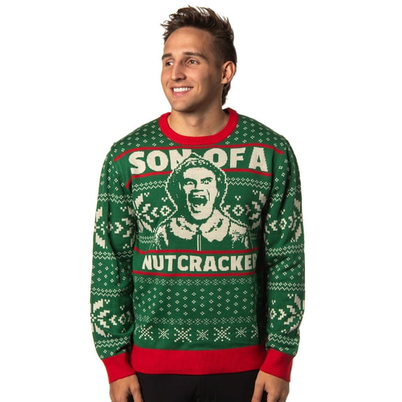 ELF The Movie Men's Buddy Son of a Nutcracker Ugly Christmas Adult Holiday Knit Pullover Sweater
