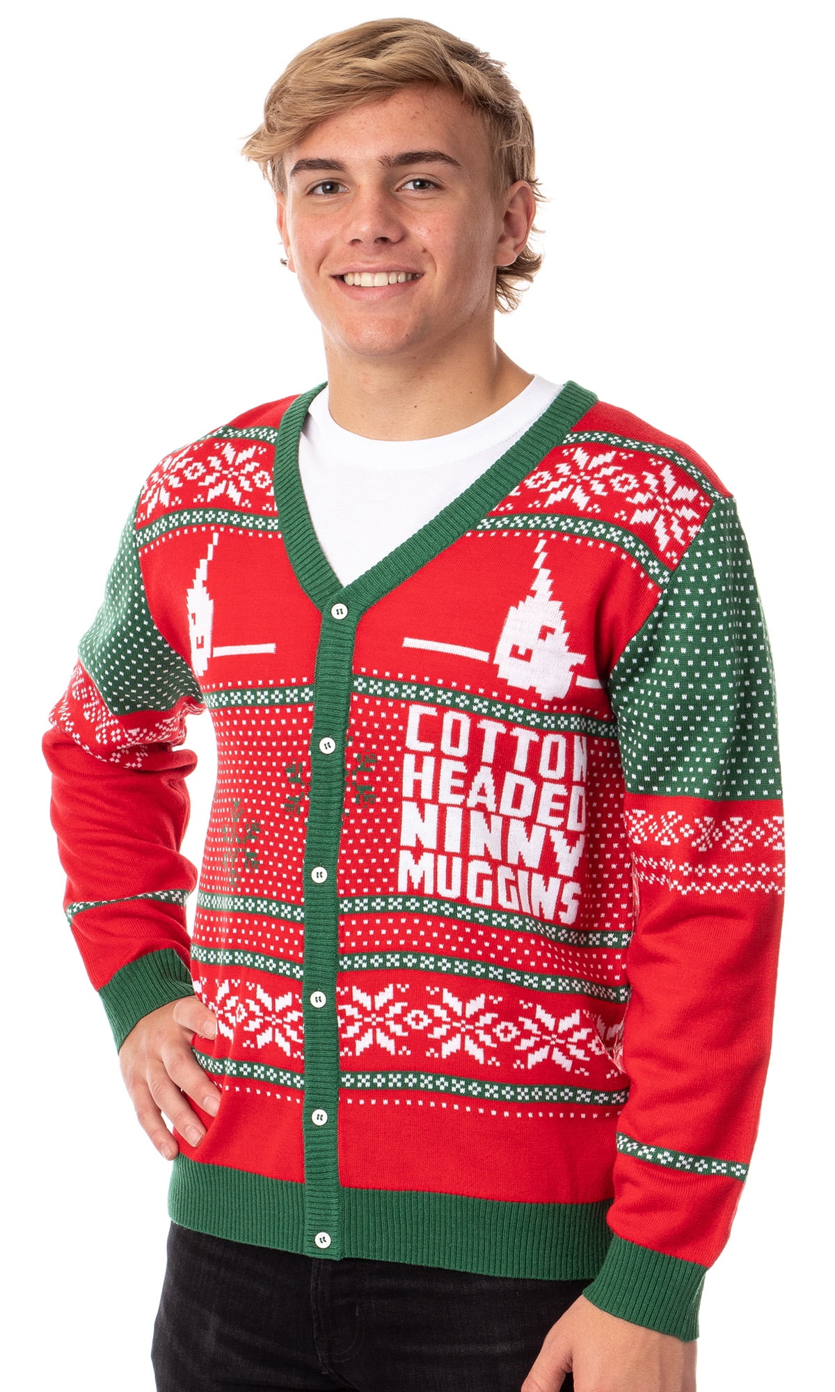 ELF The Movie Men's Cotton Headed Ninny Muggins Ugly Christmas Sweater