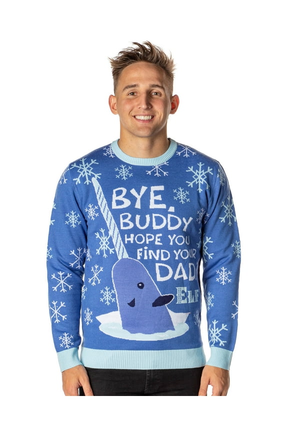 ELF The Movie Men's Mr. Narwhal Bye Buddy Ugly Christmas Sweater Knit Pullover