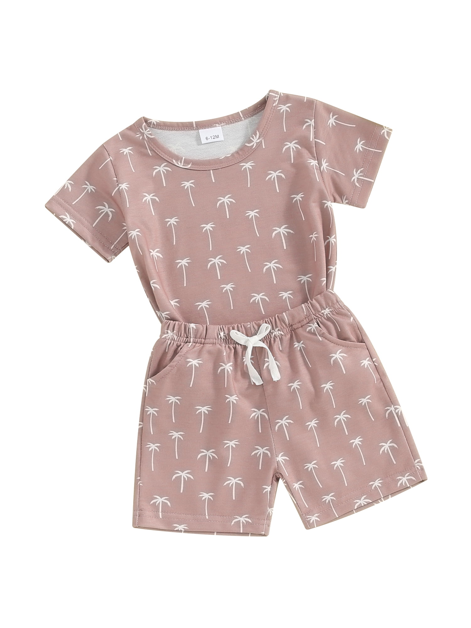 ELF Toddler Boys Summer Shorts Sets Short Sleeve Tropical Tree Print