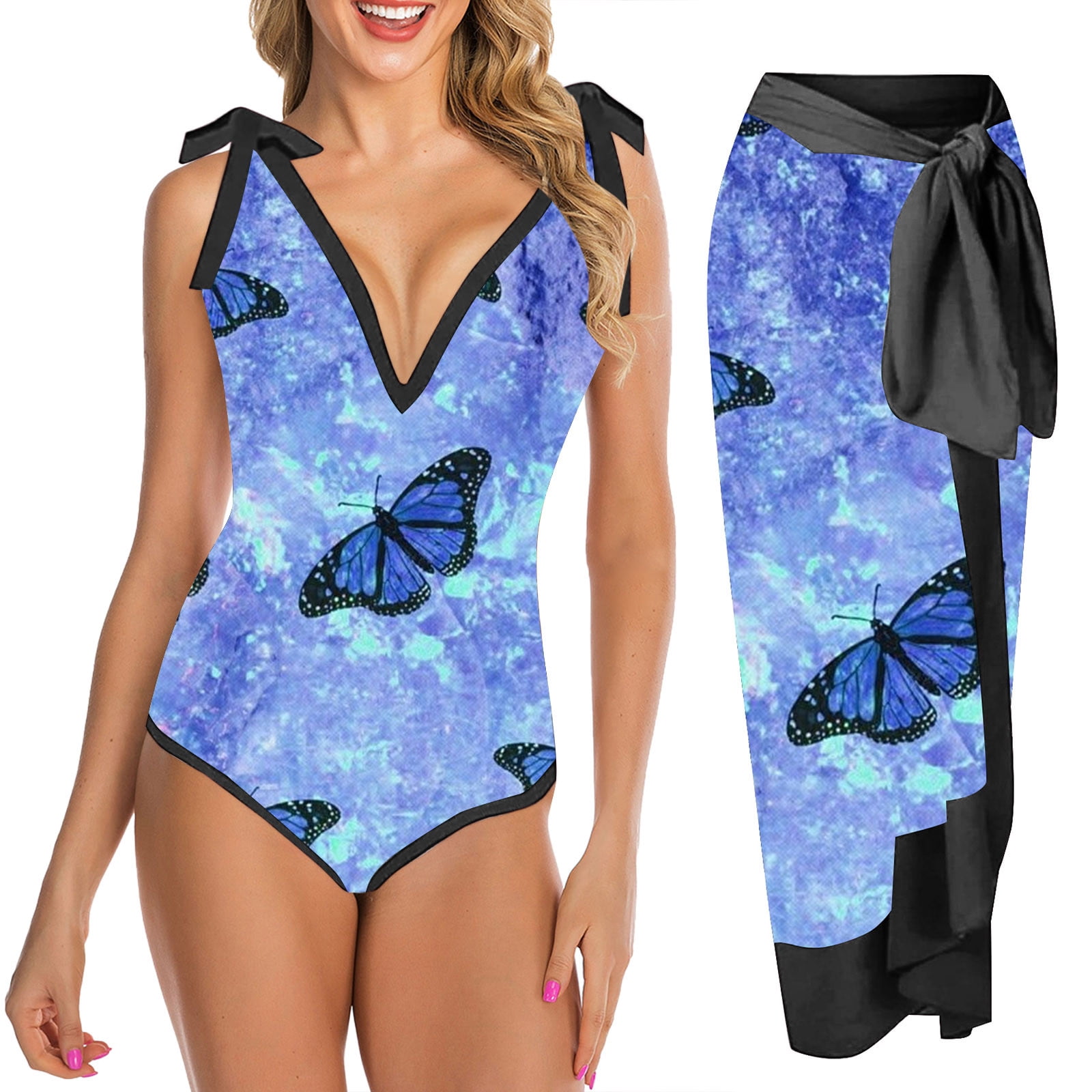 ELFINDEA Bikini Women Swimsuit with Matching Cover Ups Floral Sexy