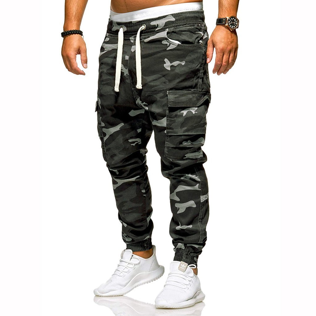 HSQIBAOER Camouflage Cargo Pants Men Casual Joggers Style Loose Baggy  Trousers Hiphop Streetwear s1 Black XS at Amazon Men's Clothing store