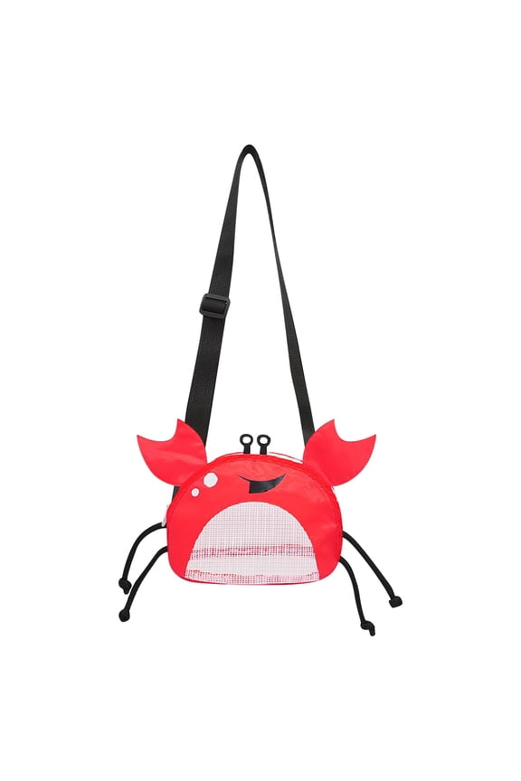 Crab Design Mesh Beach Bag For Fun Sand Sifter Tote For Beach Shells Ample Storage Breathable Playful