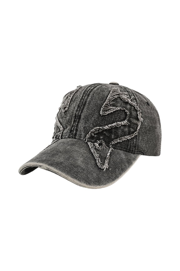 ELFINDEA Distressed Denim Baseball Cap Raw Edge Washed Dad Hat Adjustable Streetwear Cap for Men Women Vintage Style