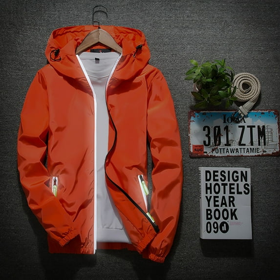 ELFINDEA Fall Autumn Winter Hoodie Sweatshirt Coat Rain Jacket Hoodies for Men Casual Color Plus Size Reflective Outdoor Sport Tops Yellow 5X