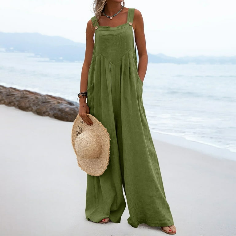 Fashion casual loose outlet solid color jumpsuits