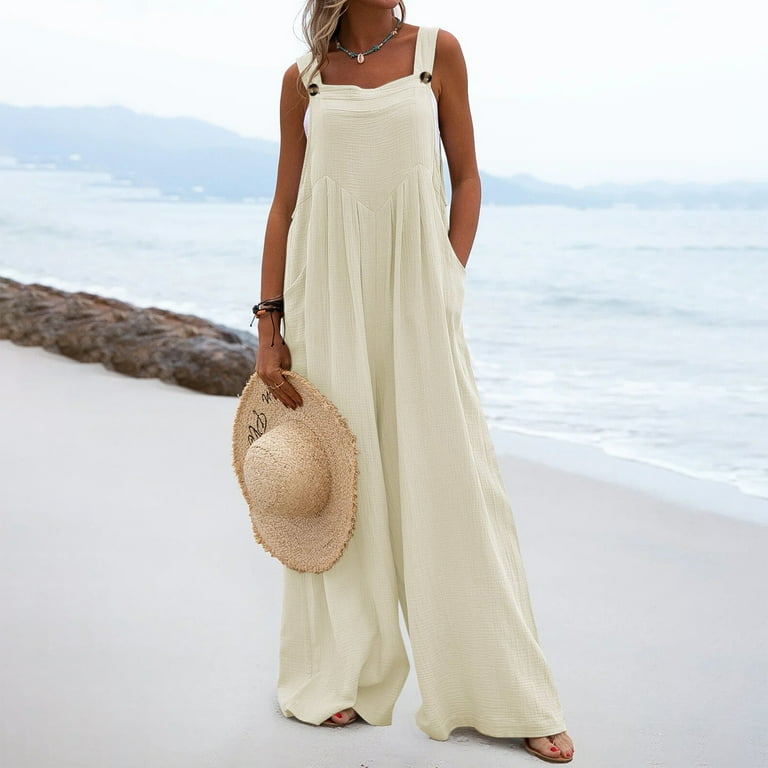 Fashion casual loose solid color jumpsuits discount