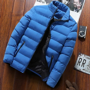 ELFINDEA Mens Coats and Jackets Autumn Winter Zipper Warm Down Jacket Packable Light Coat Blue 5X