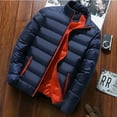 thumbnail image 1 of ELFINDEA Mens Coats and Jackets Autumn Winter Zipper Warm Down Jacket Packable Light Coat Dark Blue 4X, 1 of 5