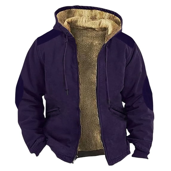 ELFINDEA Mens Coats and Jackets Winter Solid Color Jacket Spring and Autumn Casual Trend Zipper Hooded Jacket Navy M