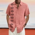 thumbnail image 1 of ELFINDEA Mens Shirts Designer Spring Summer Men's Casual Cotton Linen Solid Color Short Sleeve Shirts Loose Shirts Pink XL, 1 of 5