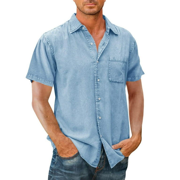 Slim Fit Short Sleeve Shirt Pale Blue