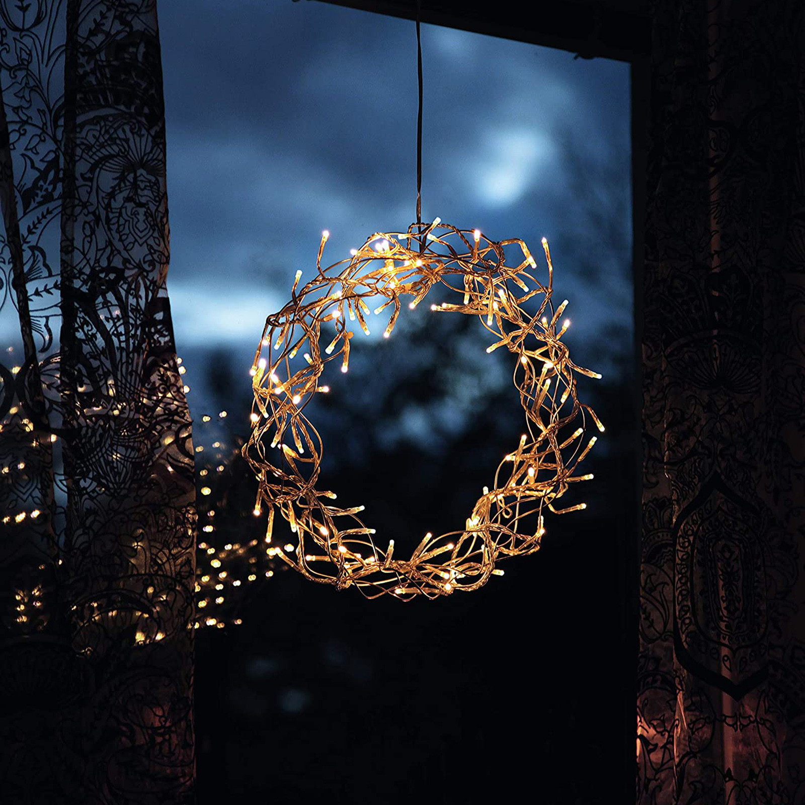 ELFINDEA Room Decor Round String Lights, LED Hanging Lights