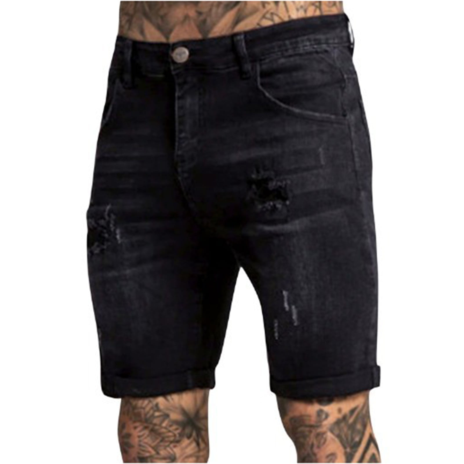 ELFINDEA Shorts Men's Jeans Shorts Ripped Distressed Denim Shorts