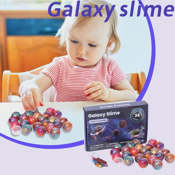 ELFINDEA Slime Party Favors,Galaxy Slime Balls–Stretchy-Fidget Slime Party Favor Back to School Birthday Gifts(Dark Purple)